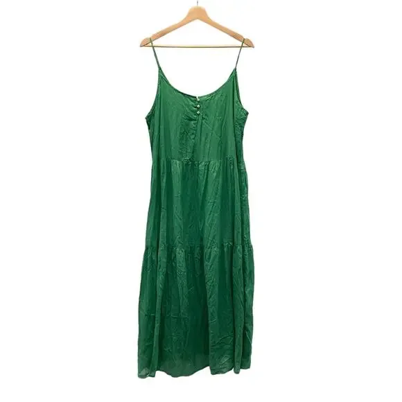 slim fit dress slacks Lots to Love Kelly Green Smocked Flutter Sleeve Tiered Midi Dress Medium main image 1